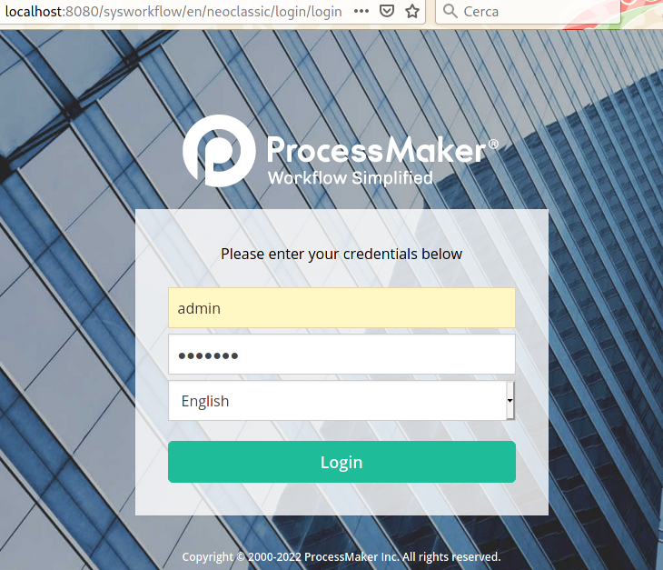 ProcessMaker Login Page